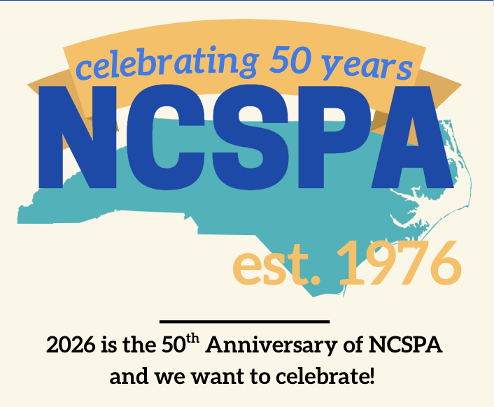 50th Anniversary Logo with 2026 is 50th Anniversary of NCSPA and we want to celebrate